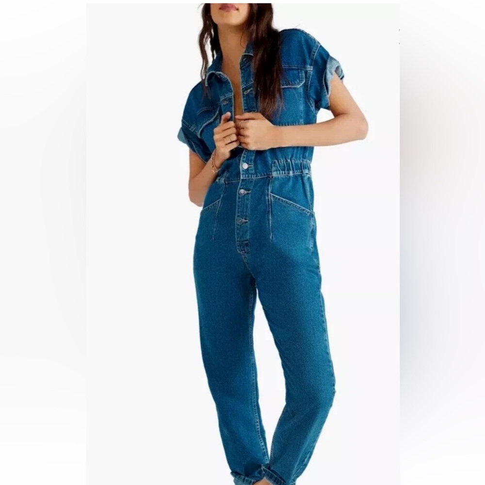 NWOT Free People We the Free Marci Denim Jumpsuit Women's Size XS $128